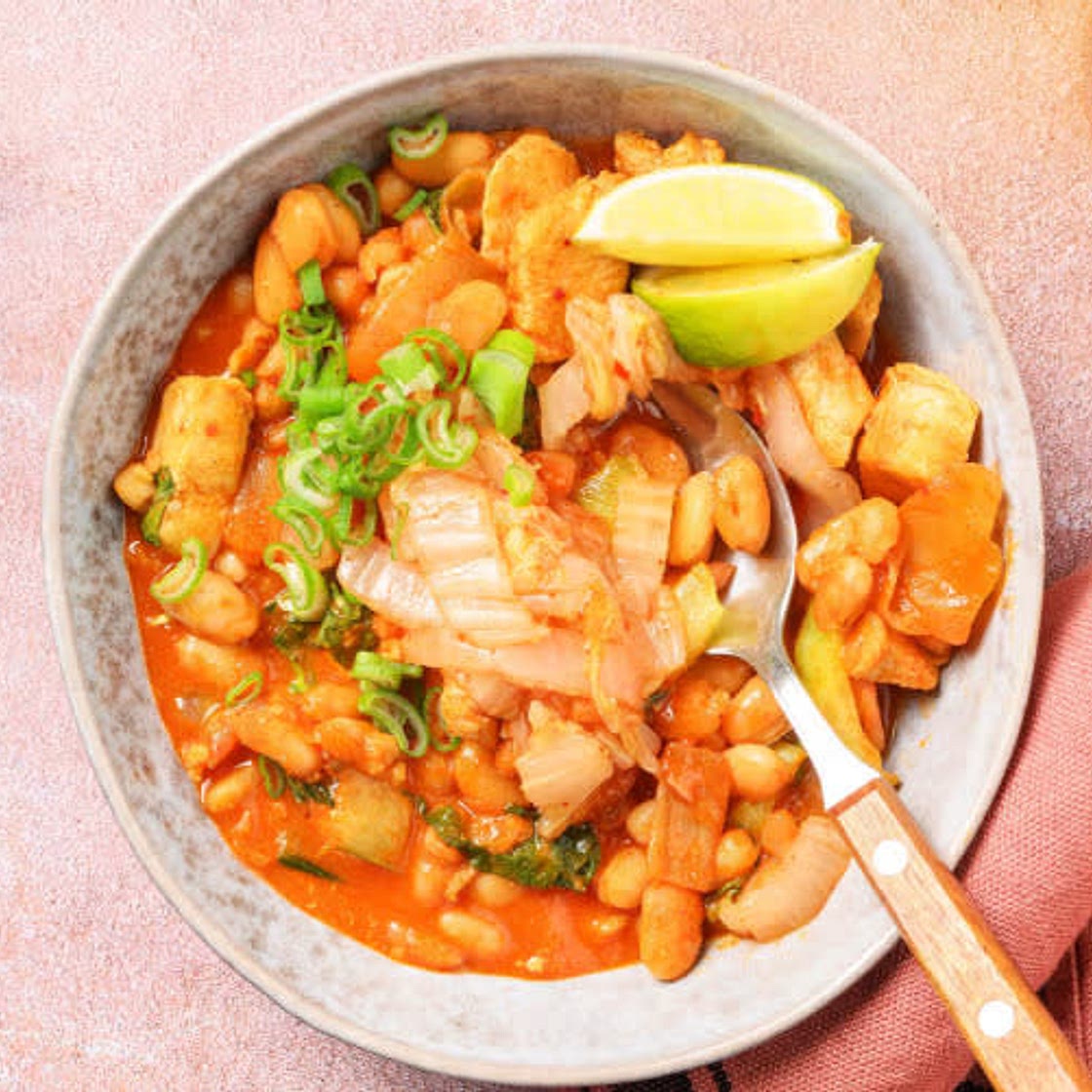 one pot chicken kimchi jjigae with butter beans