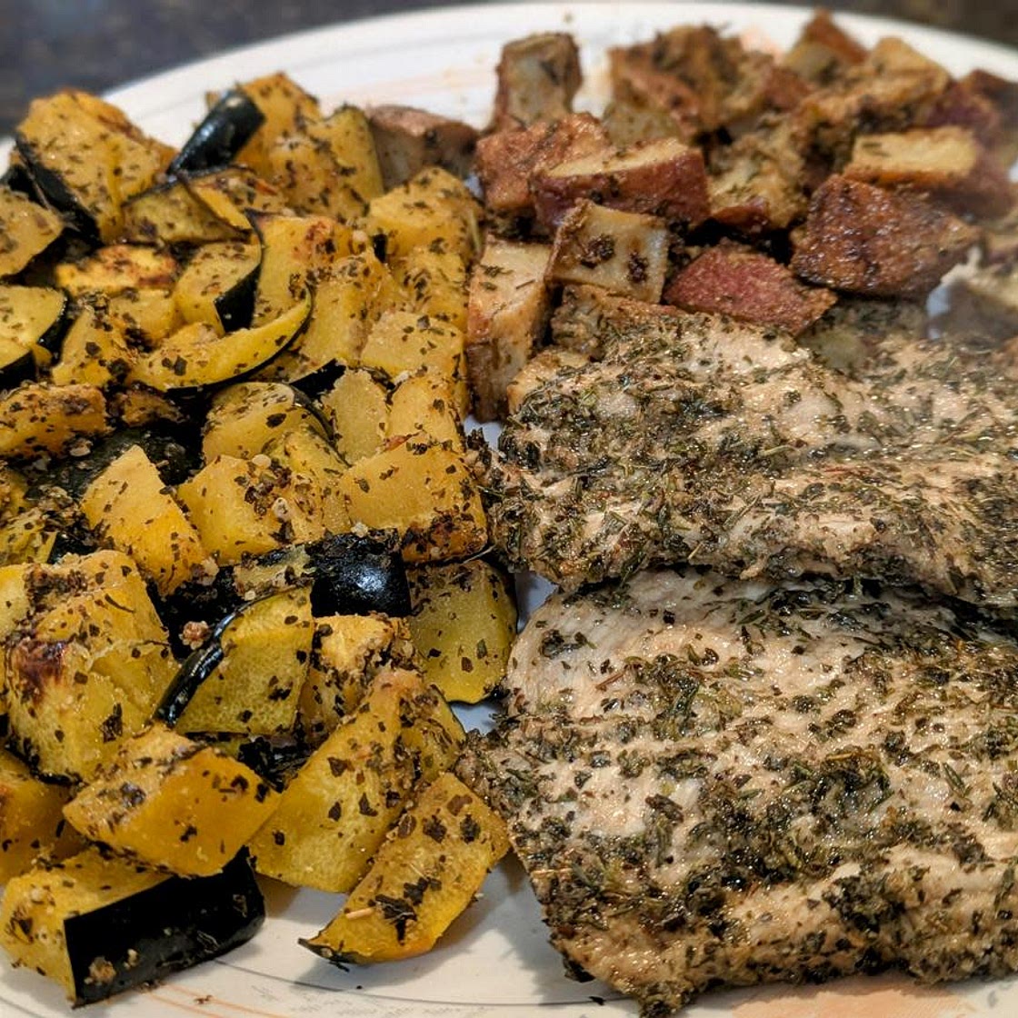 Roasted Italian Chicken Breast and Acorn Squash