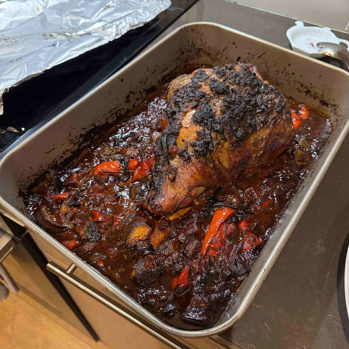Slow roast lamb with ratatouille 