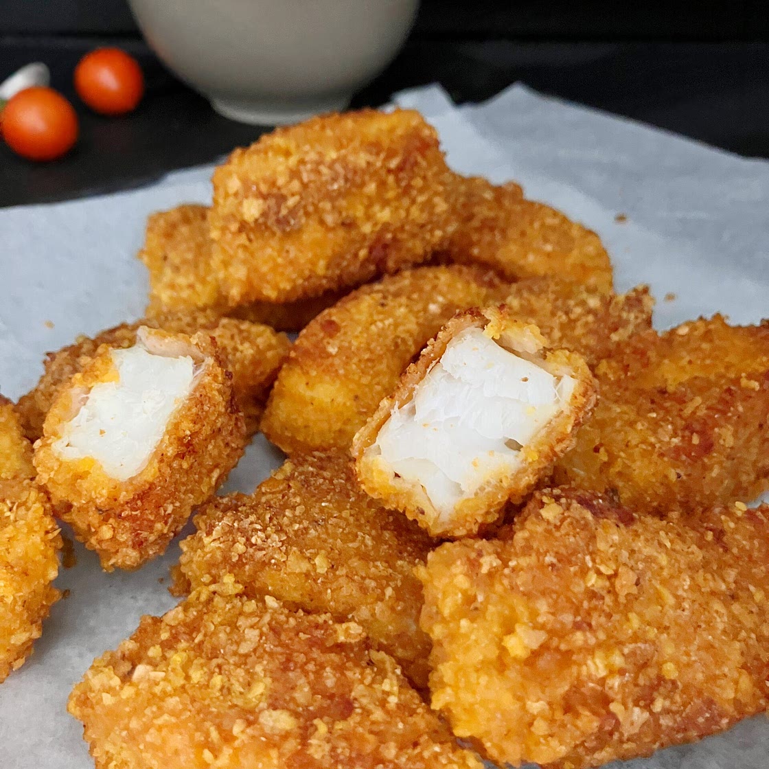 Crispy Dorito Fish Nuggets (with a Jalapeño Mayo Sauce)