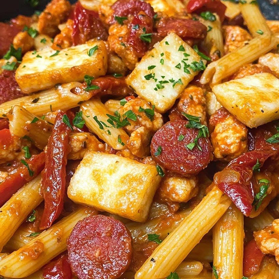 Chorizo and Halloumi Pasta