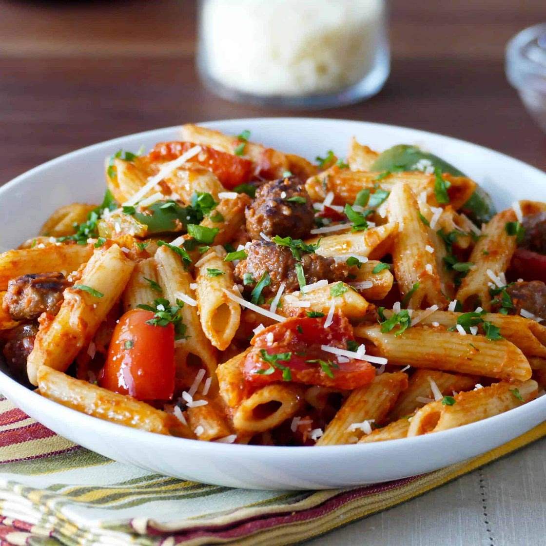 Instant Pot Pasta | Penne with Sausage in Tomato Cream Sauce