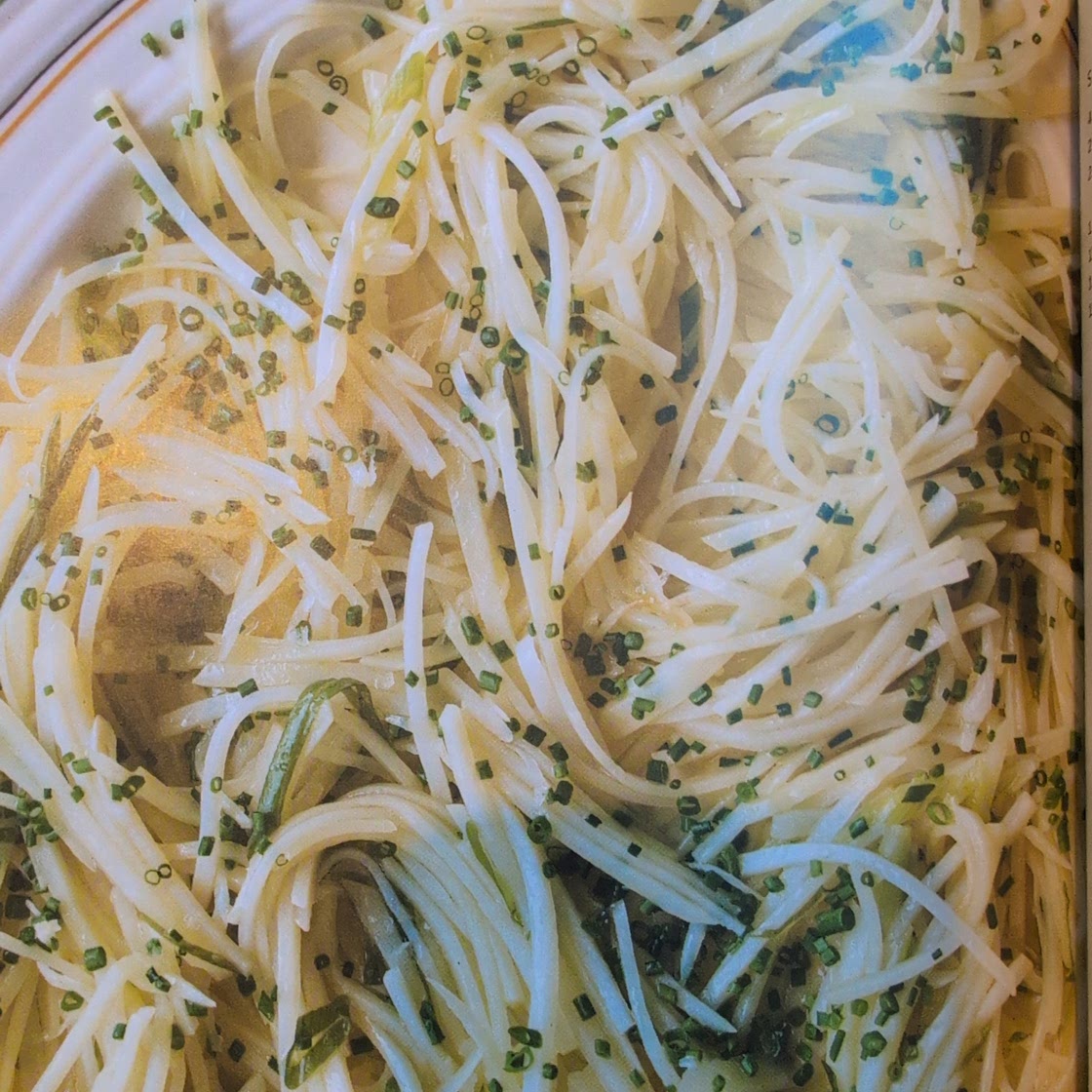 Shredded salt and vinegar potato salad