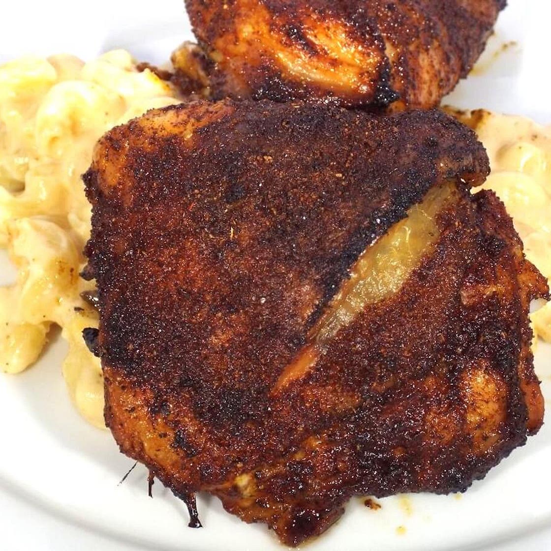 Baked Blackened Crispy Picnic Chicken Thighs