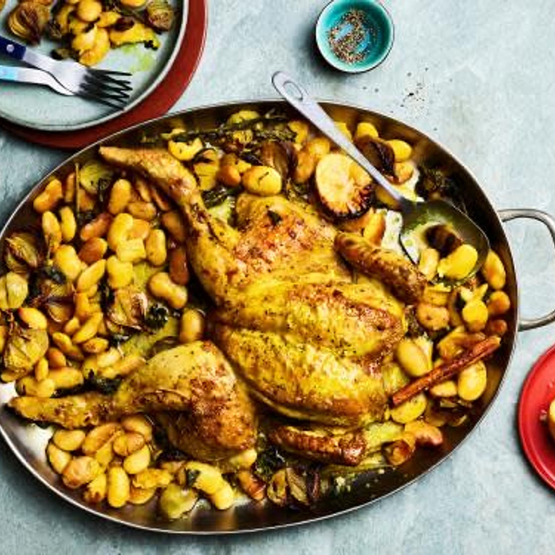 Yotam Ottolenghi’s recipes for roast chicken with butter beans, 