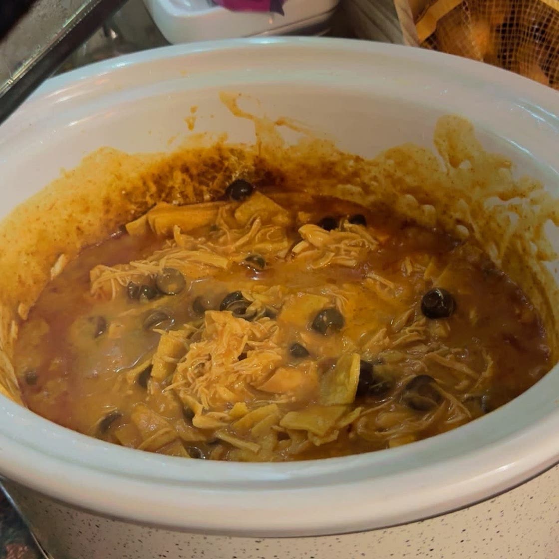 Slow Cooker Chicken Enchilada Casserole