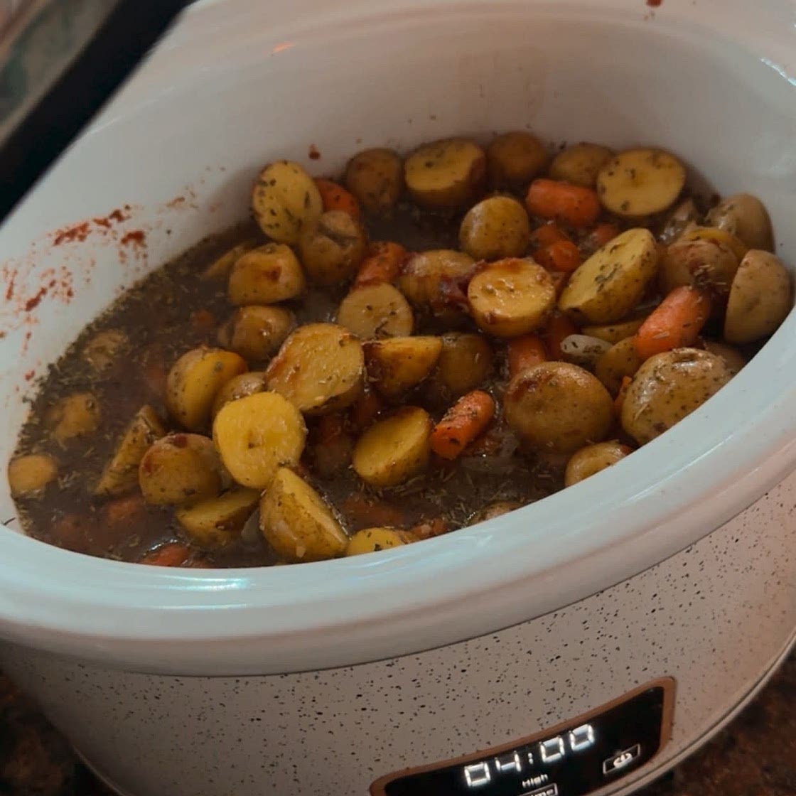 Slow cooker braised beef with carrots and turnips