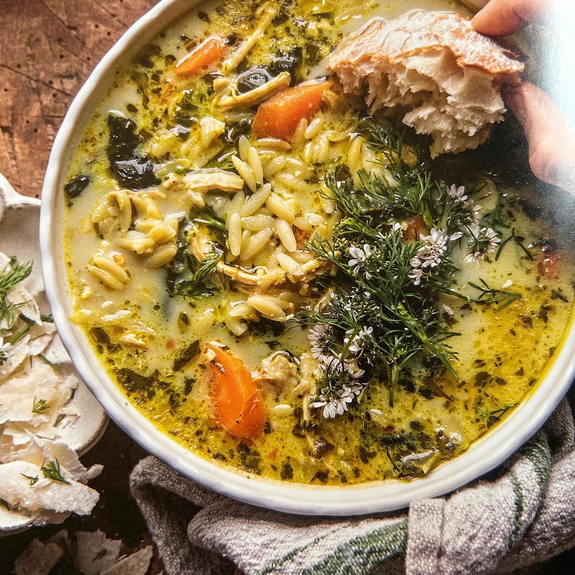 Creamy Turmeric Lemon Chicken and Orzo Soup