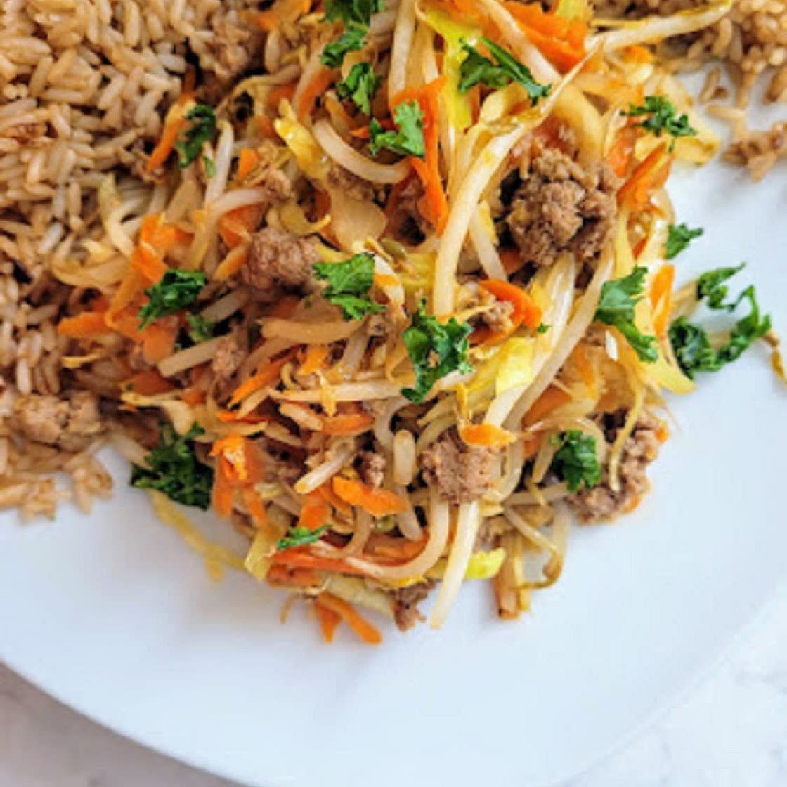 Korean Style Ground Chicken and Sprouts