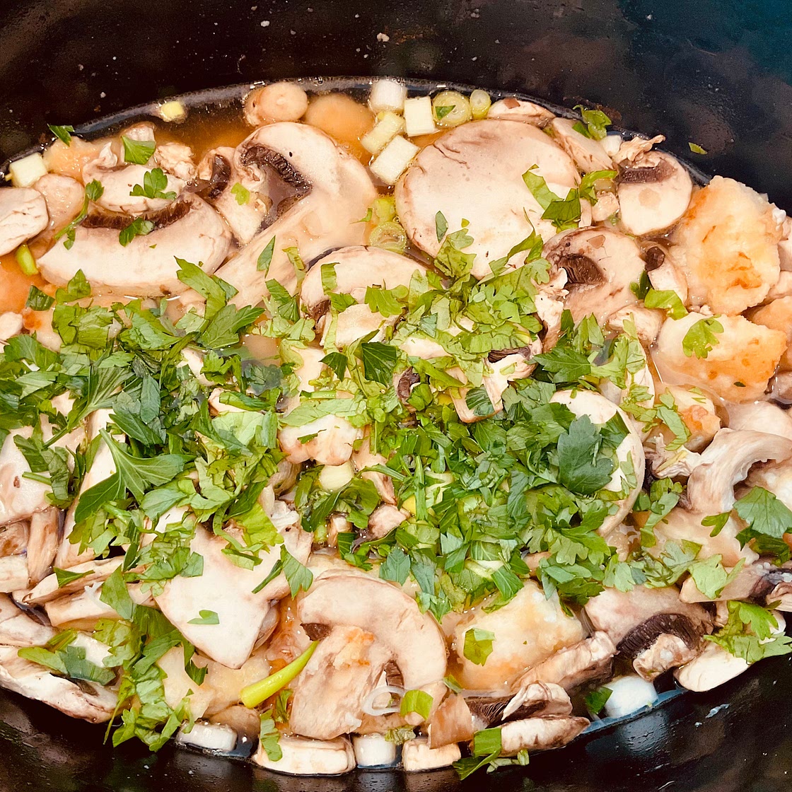 BenKat’s Slow Cooked Chicken in Wine (non-alc alternative below)