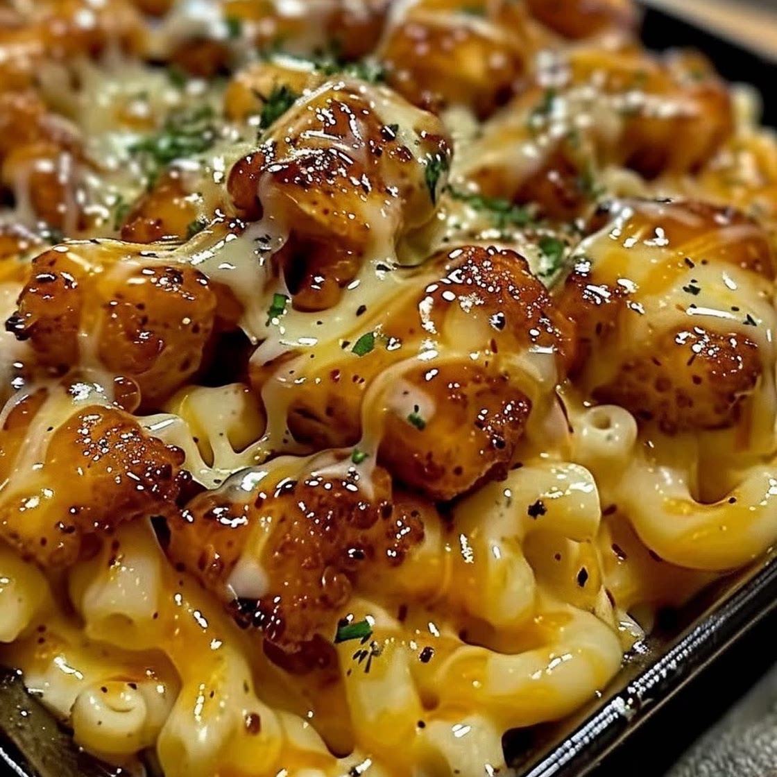 Creamy honey pepper chicken Mac and cheese delight