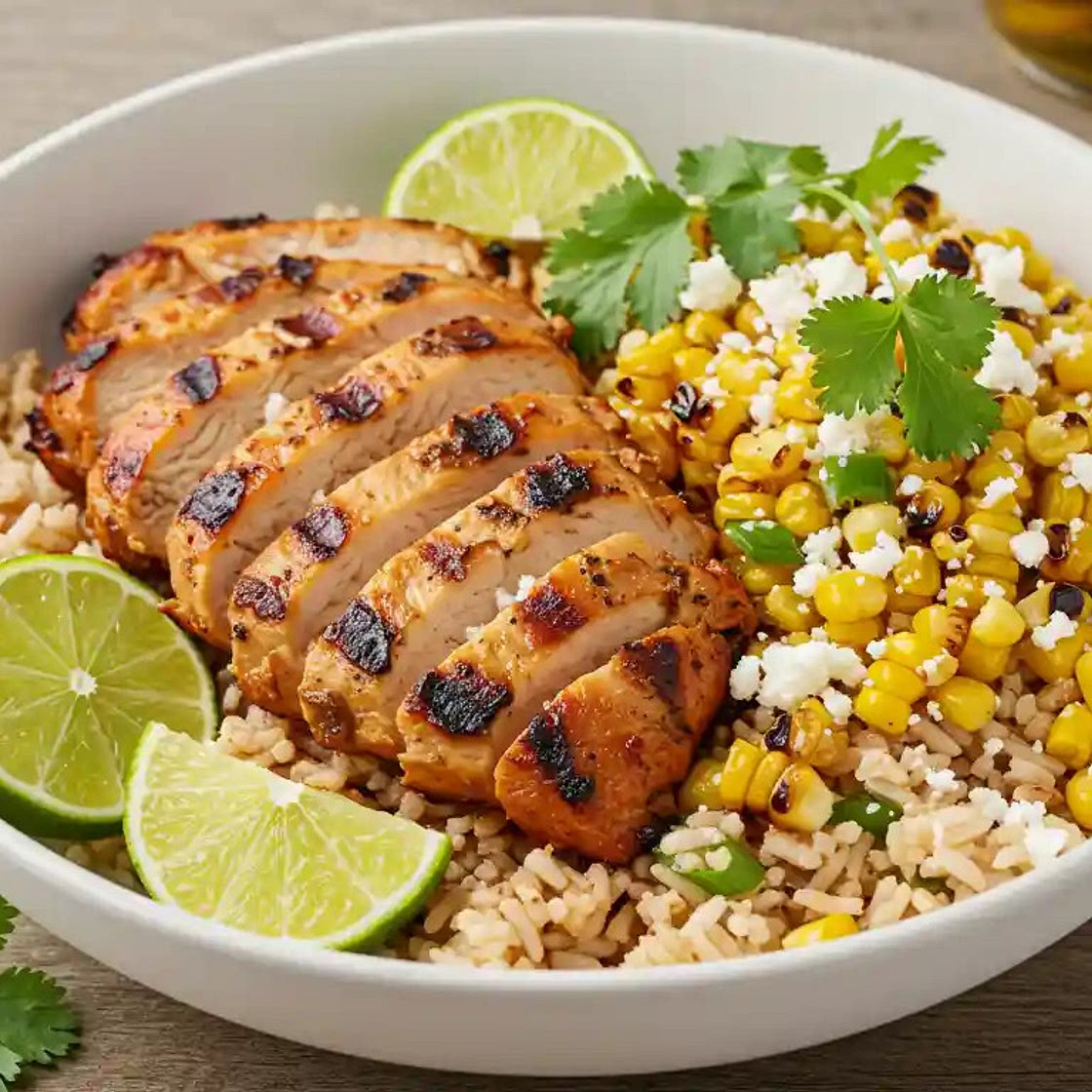 Street Corn Chicken Rice Bowl