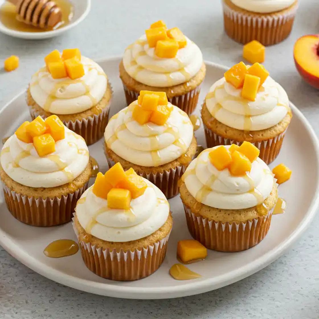 Honey Peach Cream Cheese Cupcakes