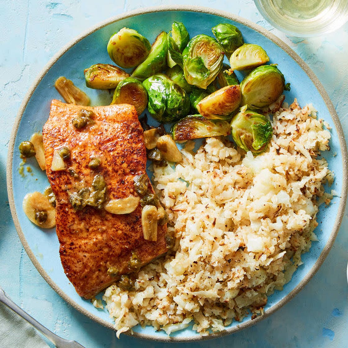 Lemon Garlic Cod with Roasted Cauliflower Rice