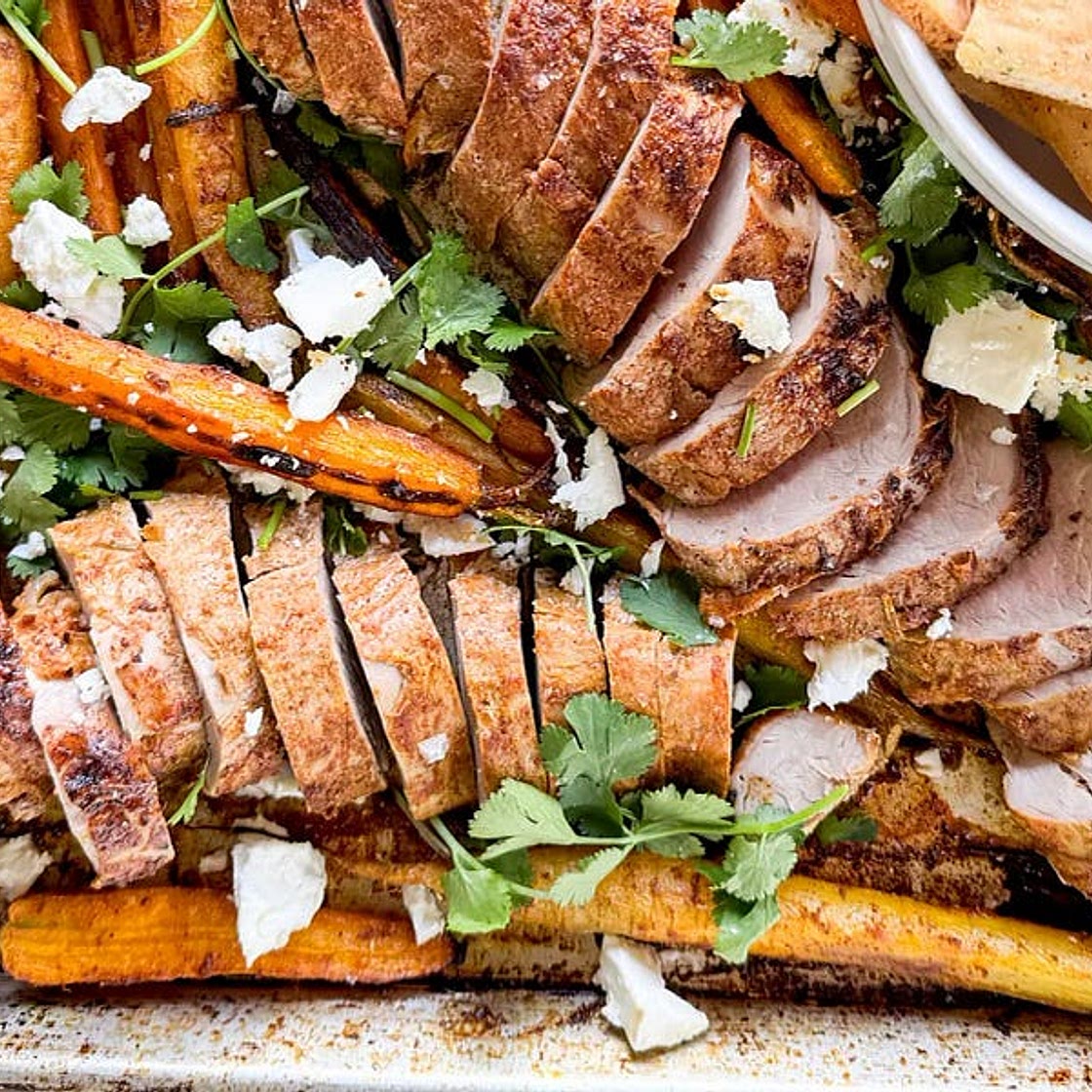 moroccan-spiced pork tenderloin and carrots