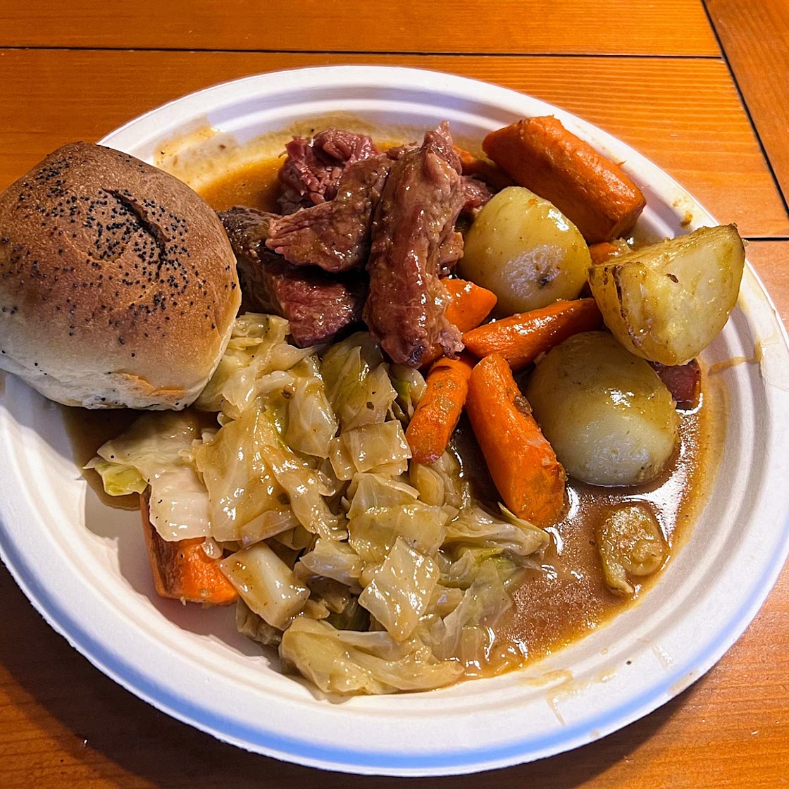 Dave's Guiness Corned Beef & Cabbage with Roasted Carrots and Potatoes