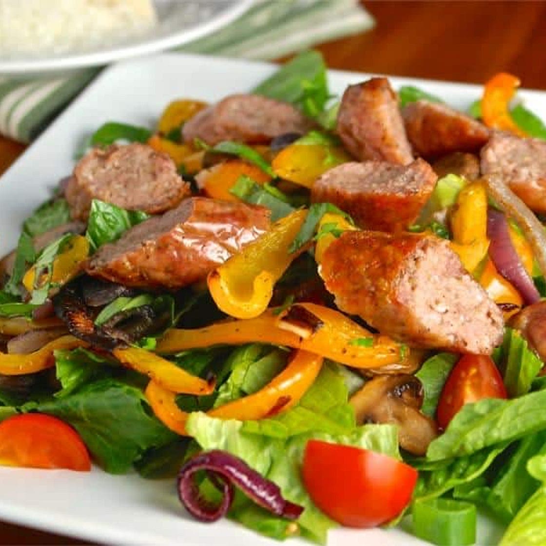 Veganized Paleo Sausage and Peppers Salad
