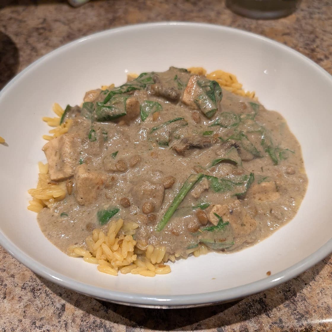 Creamy French Lentils with Mushrooms & Kale