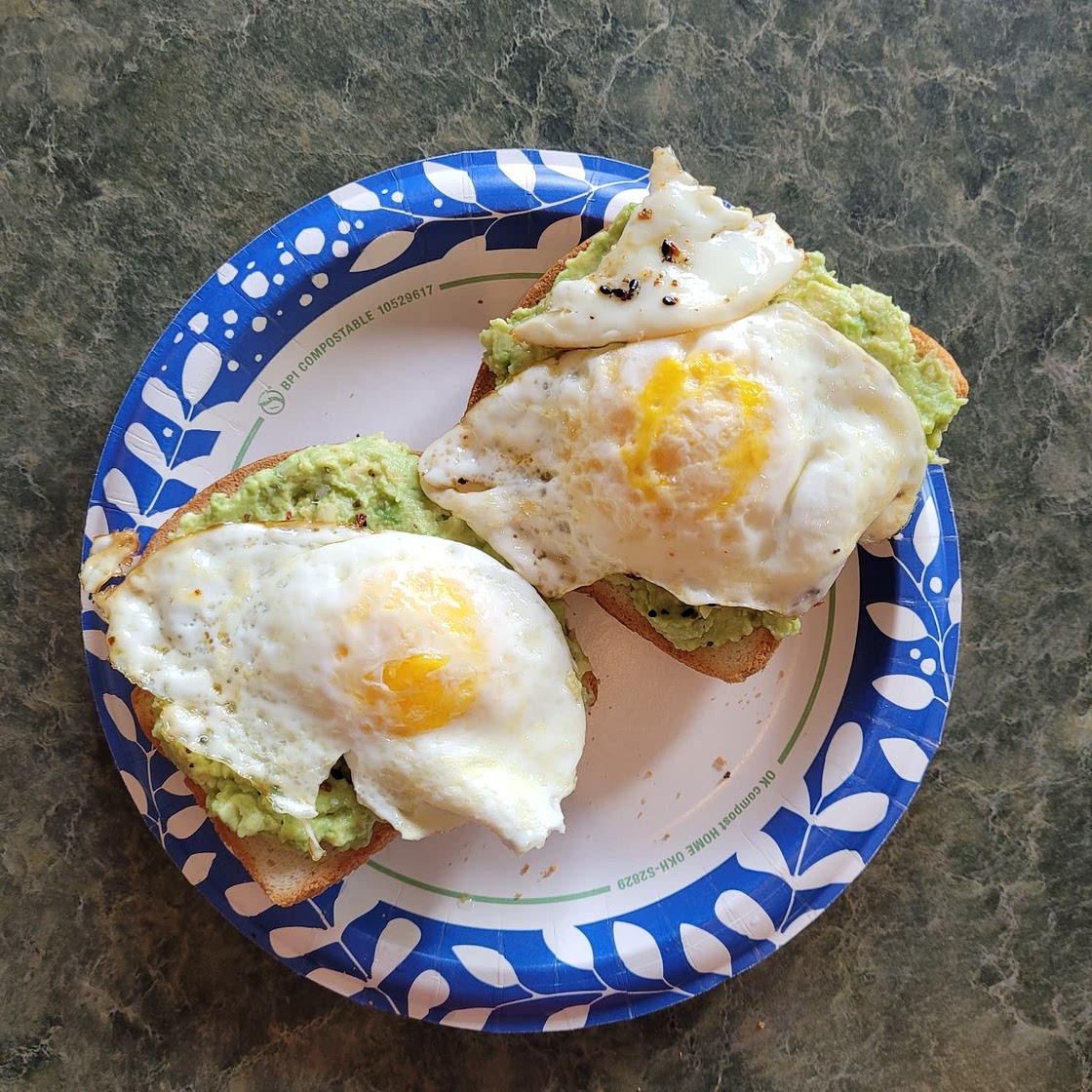Roasted bread with avocados