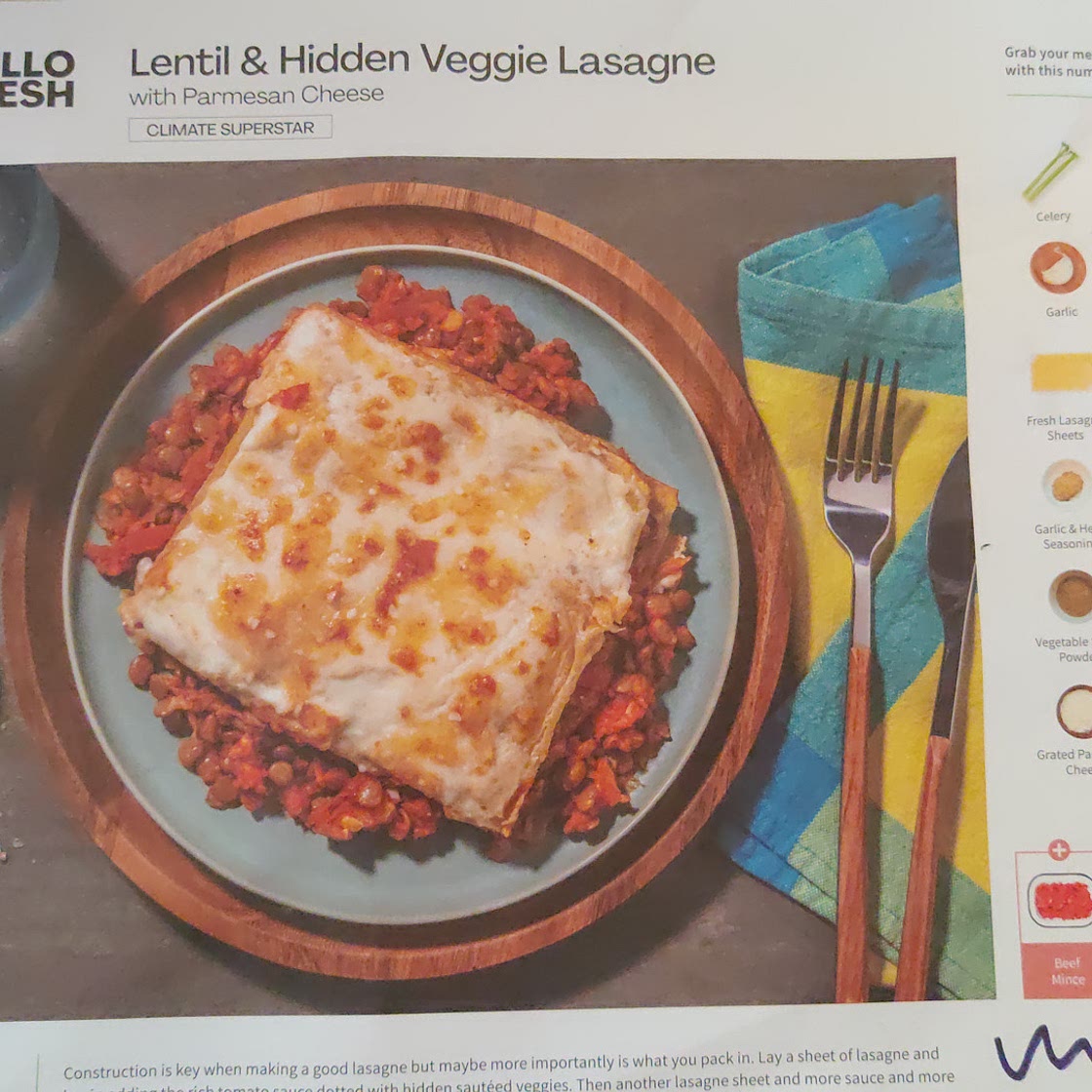 Lentil & hidden veggie lasagne (Hellofresh)