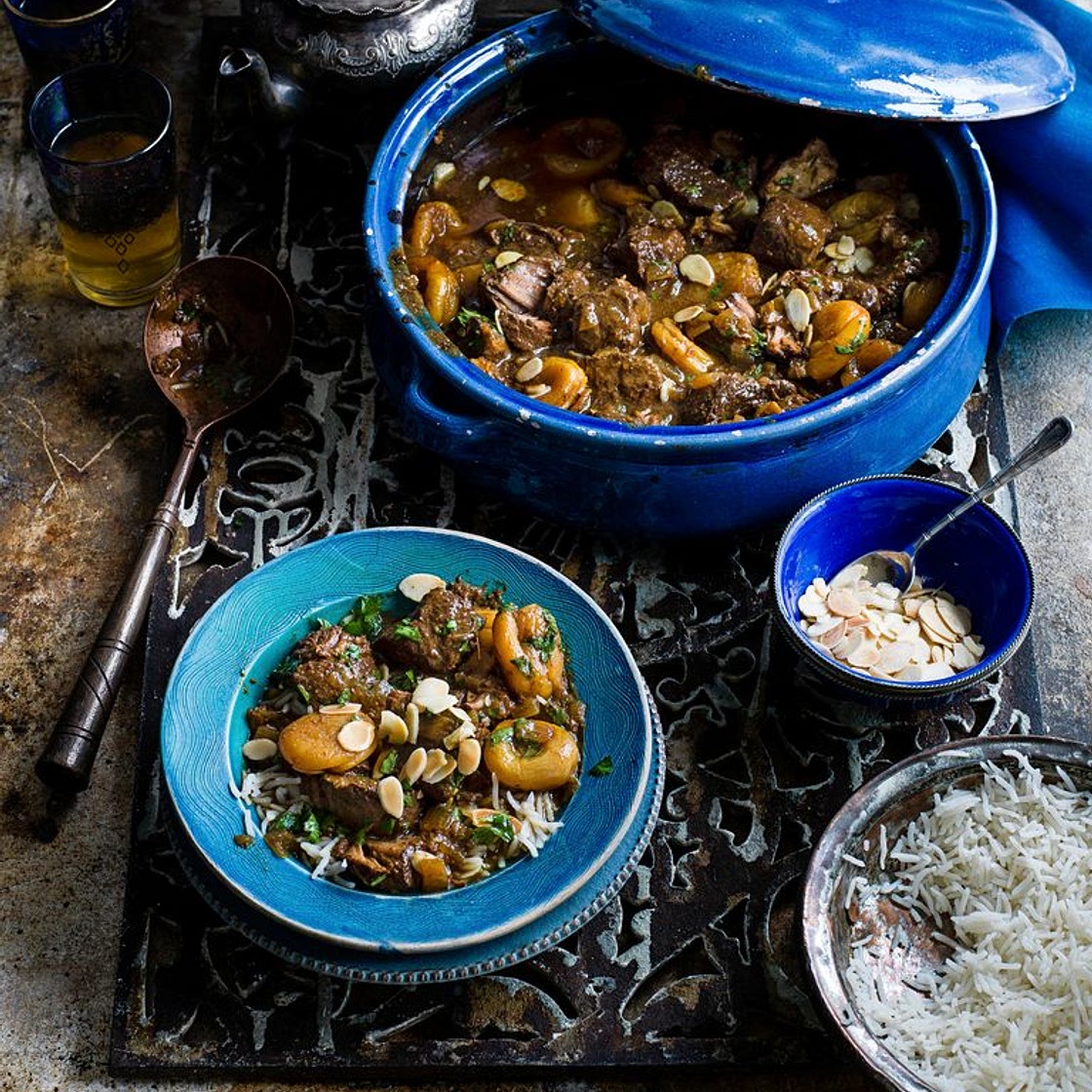 Slow-cooked pork, apricot and tamarind stew