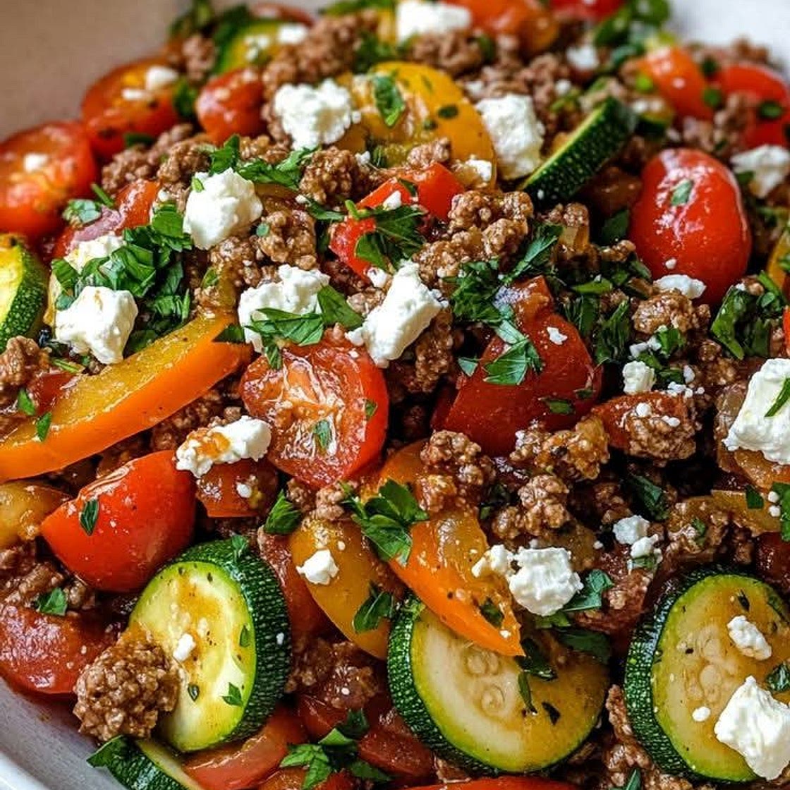 Mediterranean Ground Beef Stir Fry