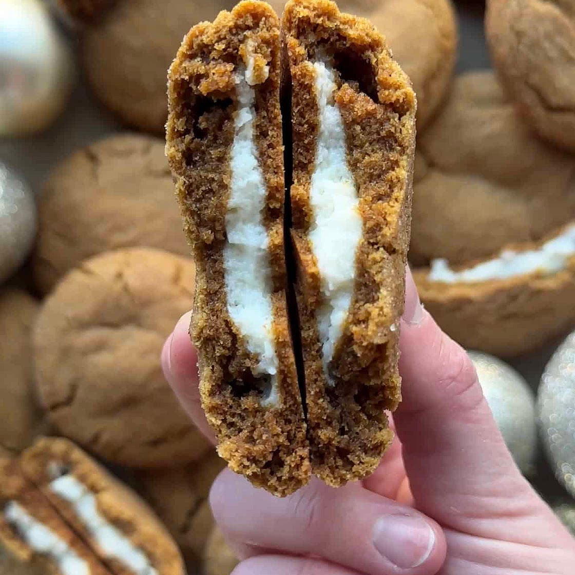 Gingerbread Cheesecake Stuffed Cookie- The BEST Soft and Chewy Gingerbread