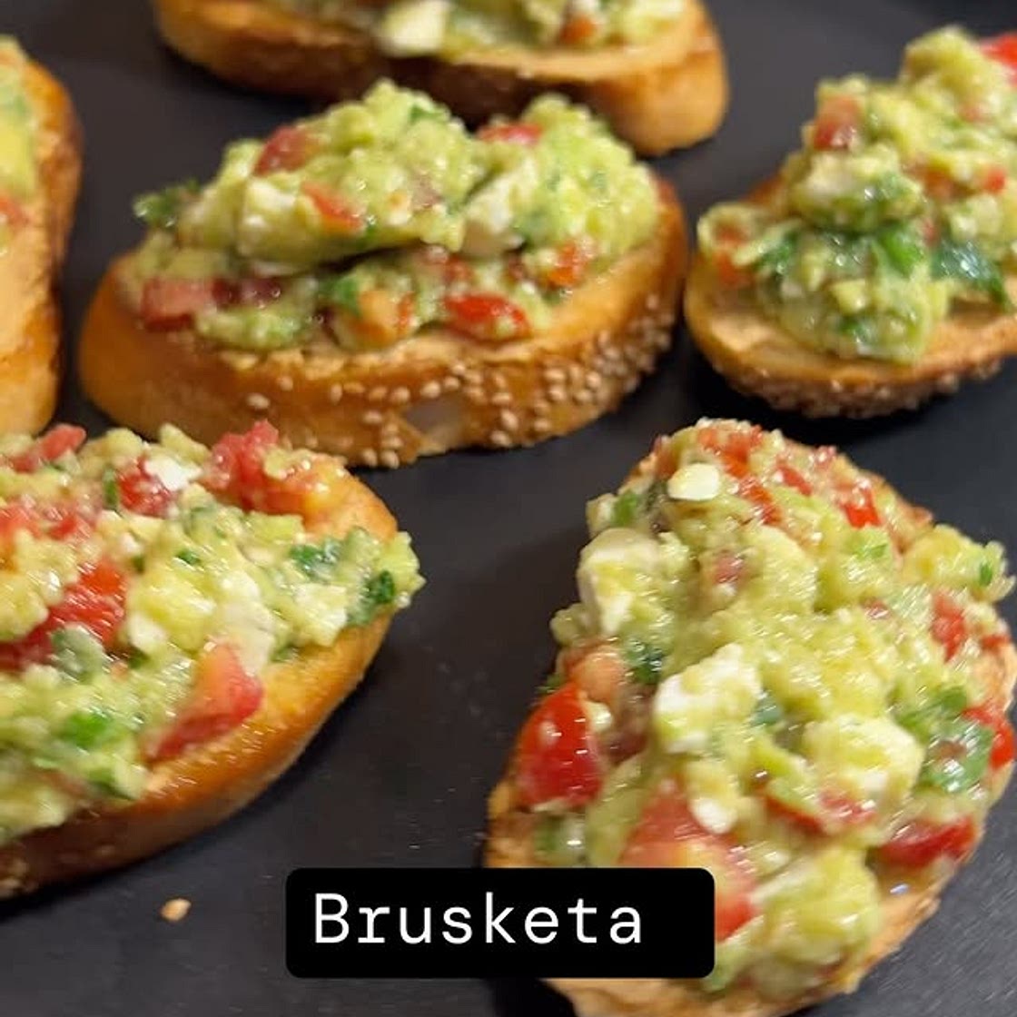 Bruschette salsa guakamole