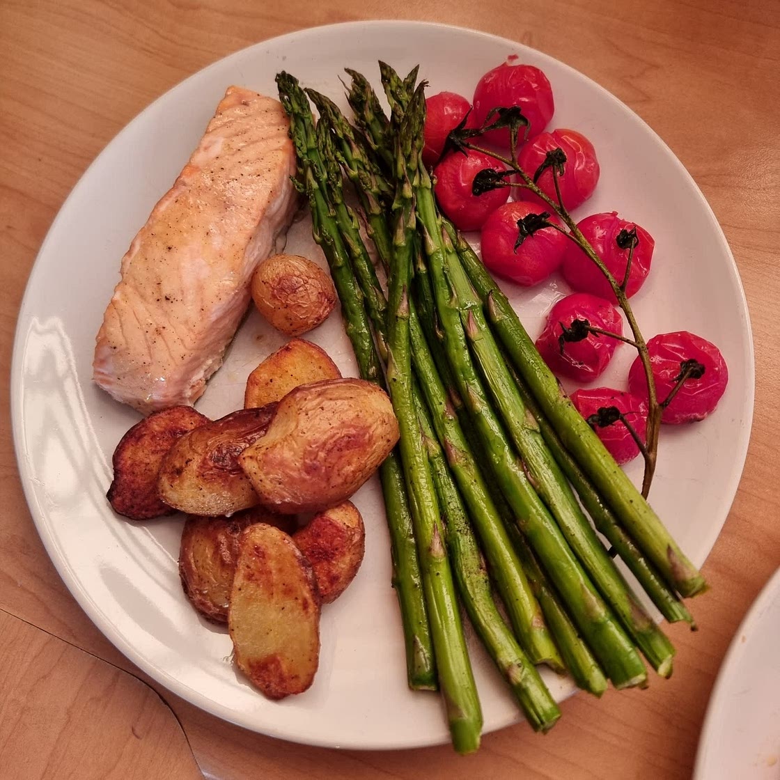 Garlic Butter-Roasted Salmon with Potatoes & Asparagus