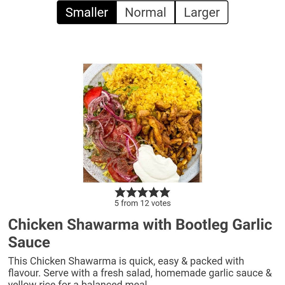 Chicken Shwarma with garlic sauce