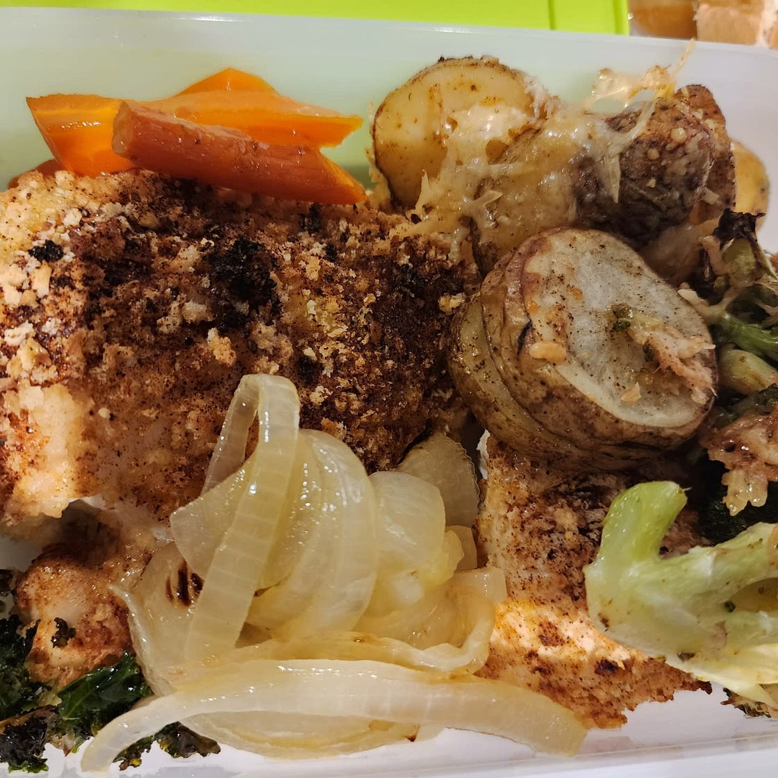PARMESAN CRUSTED CHICKEN SHEET PAN DINNER