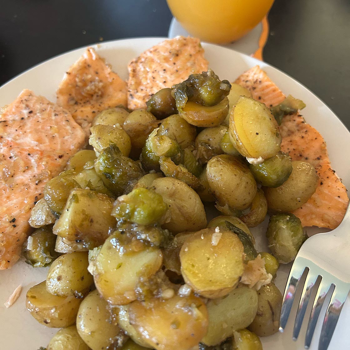 Honey garlic salmon w/ potatoes