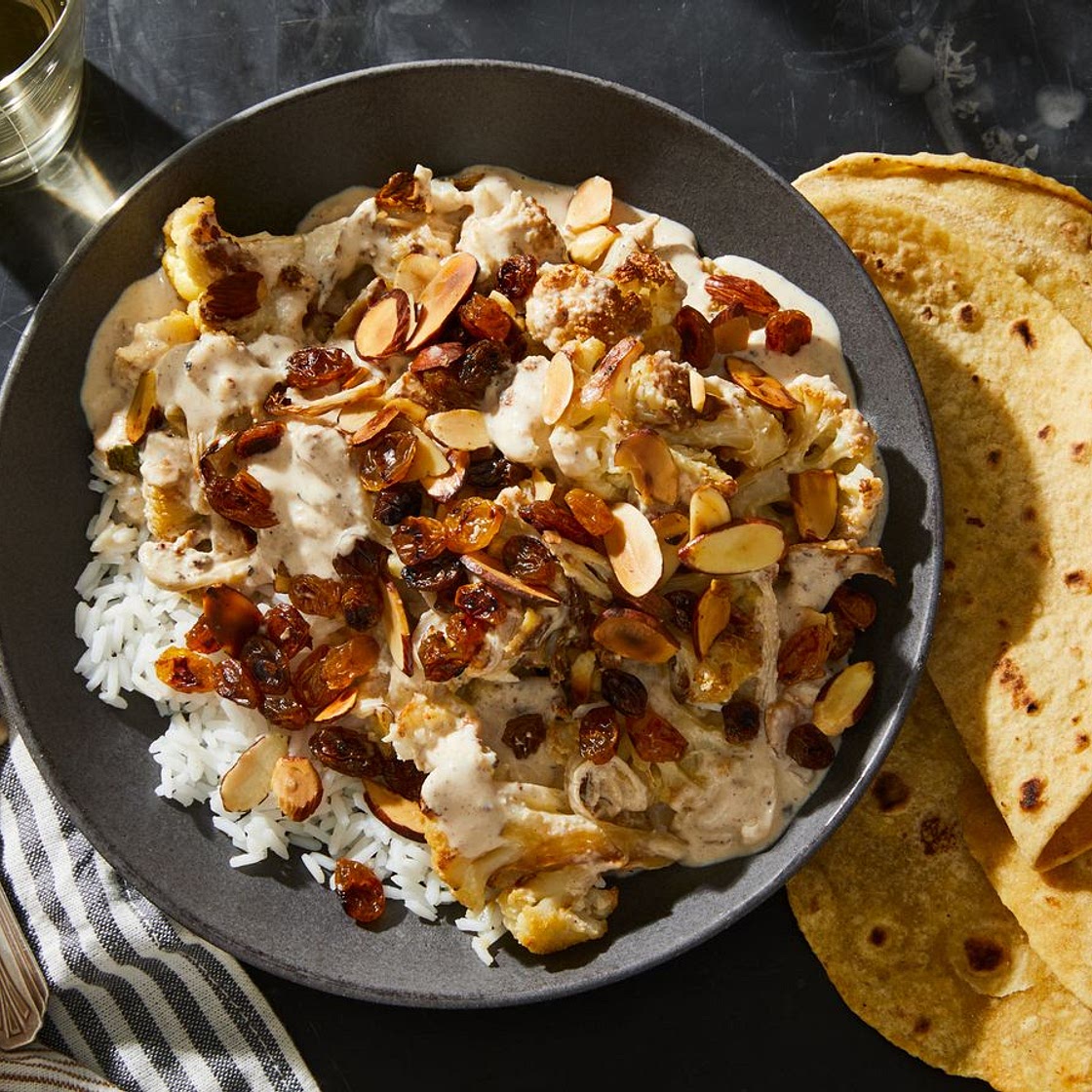 Cauliflower Korma With Blackened Raisins (Gobhi Korma) From Meera Sodha