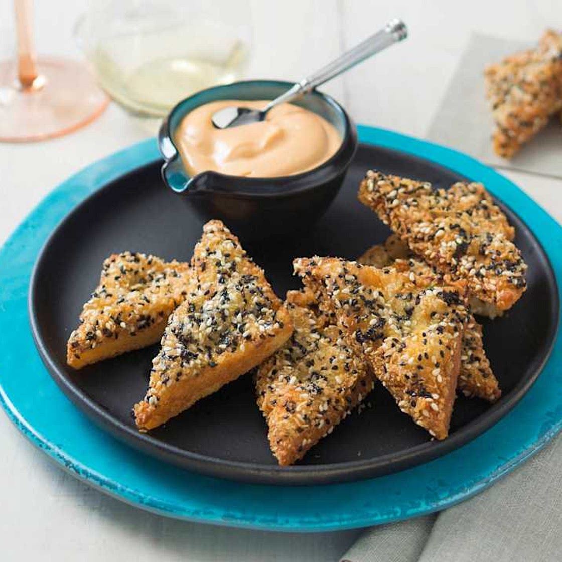 Prawn toast with Sriracha® and sesame mayonnaise
