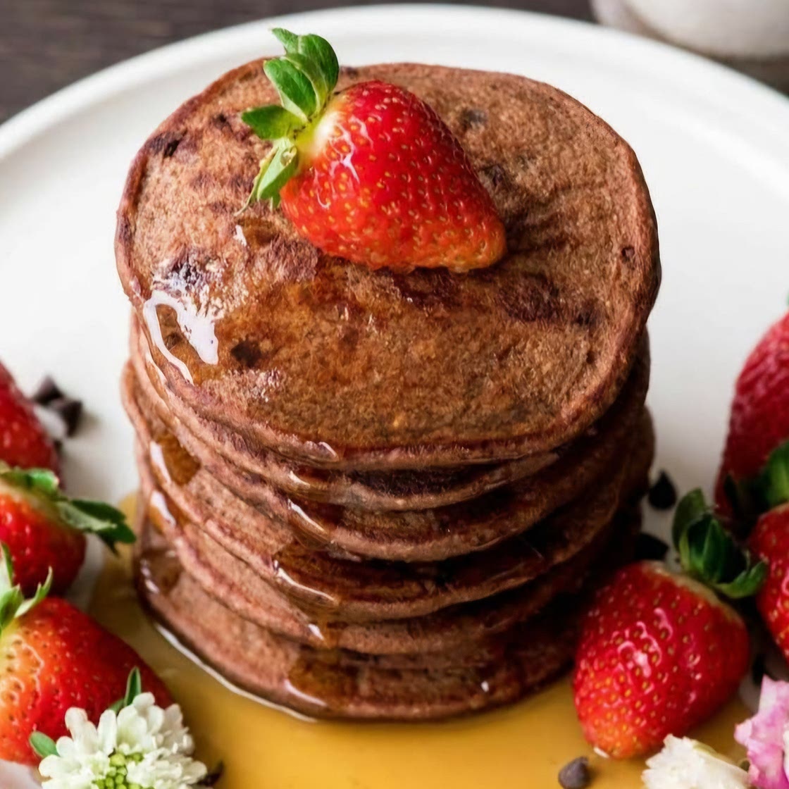 Pancakes de yogur griego y cacao