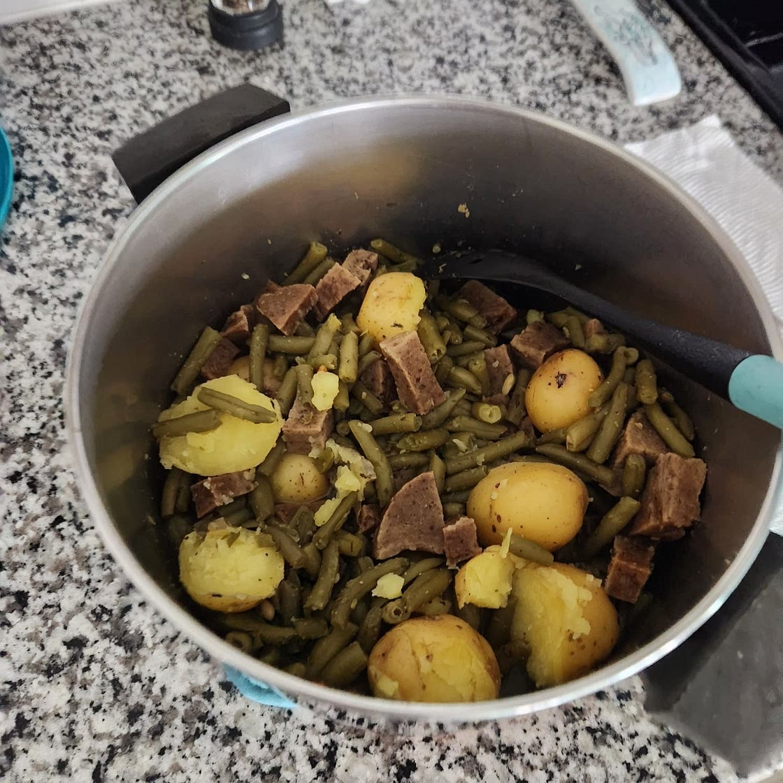 Ham / Seitan Ham, Green Beans, and Potato