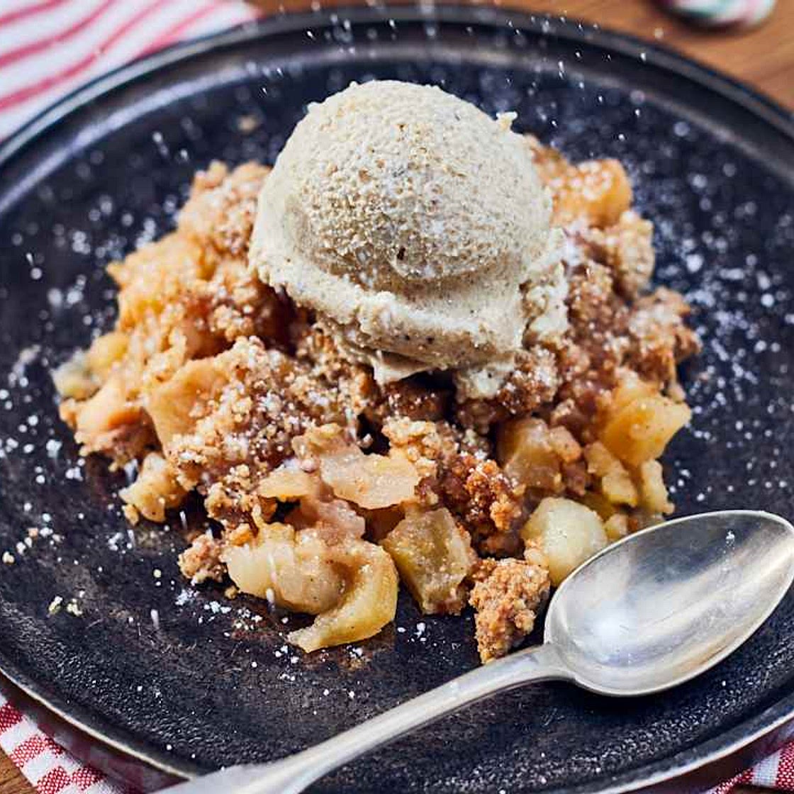 Apple Crumble with Vanilla Cashew Ice Cream