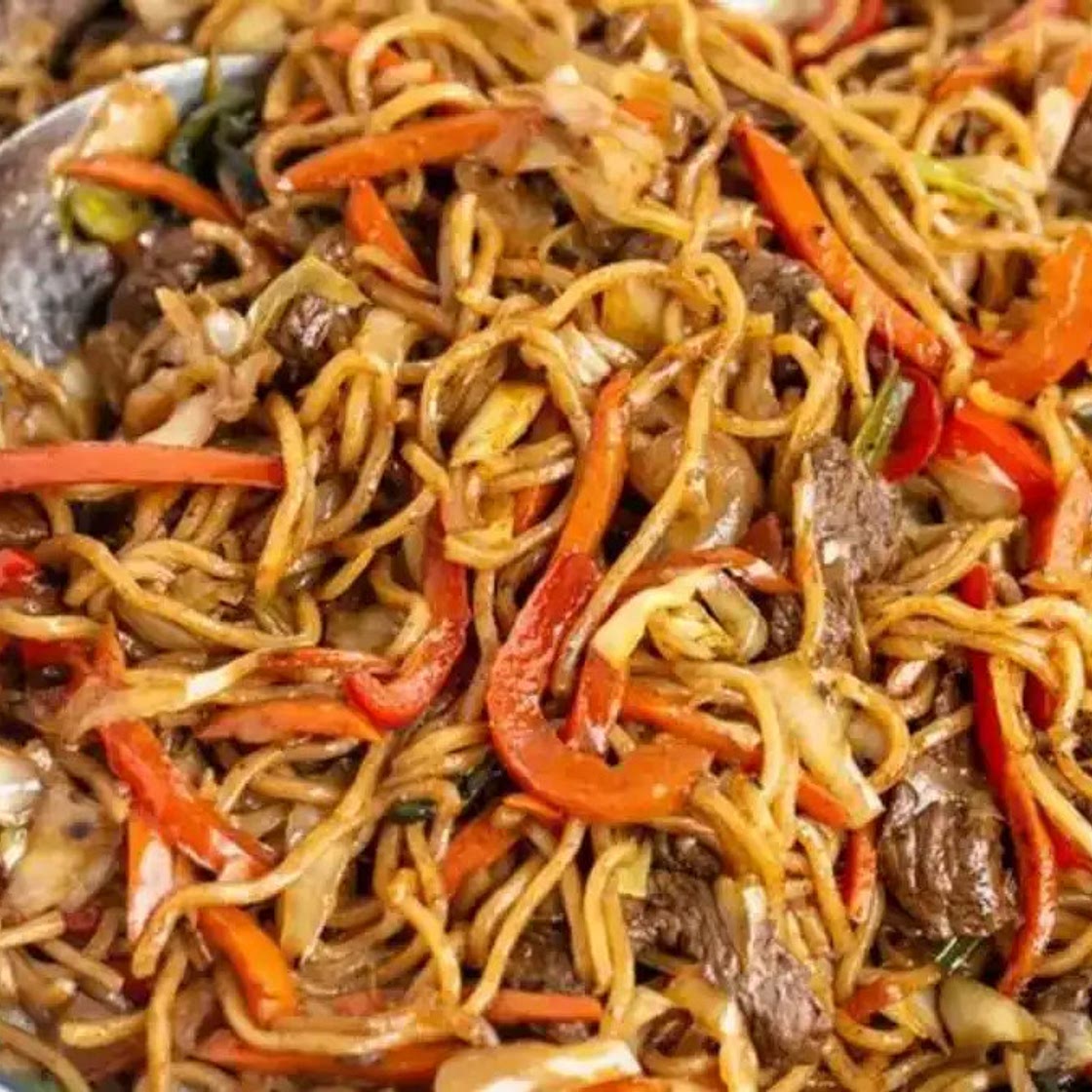 Authentic Mongolian Ground Beef and Noodle Dish