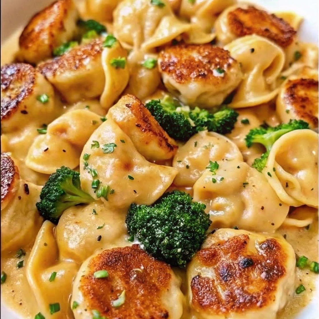 Creamy Garlic Parmesan Tortellini with Chicken and Broccoli