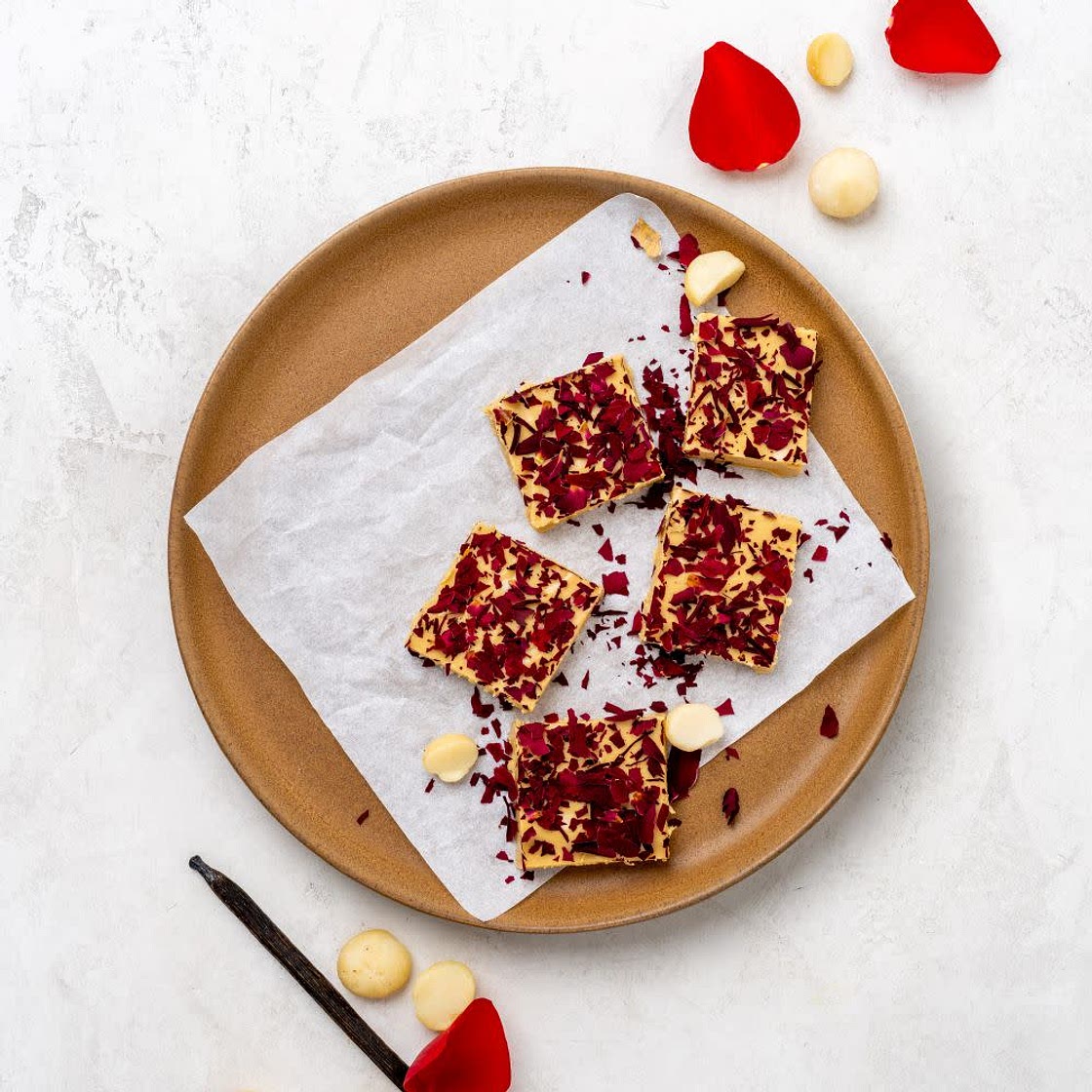 Honey, Rose & Macadamia Fudge