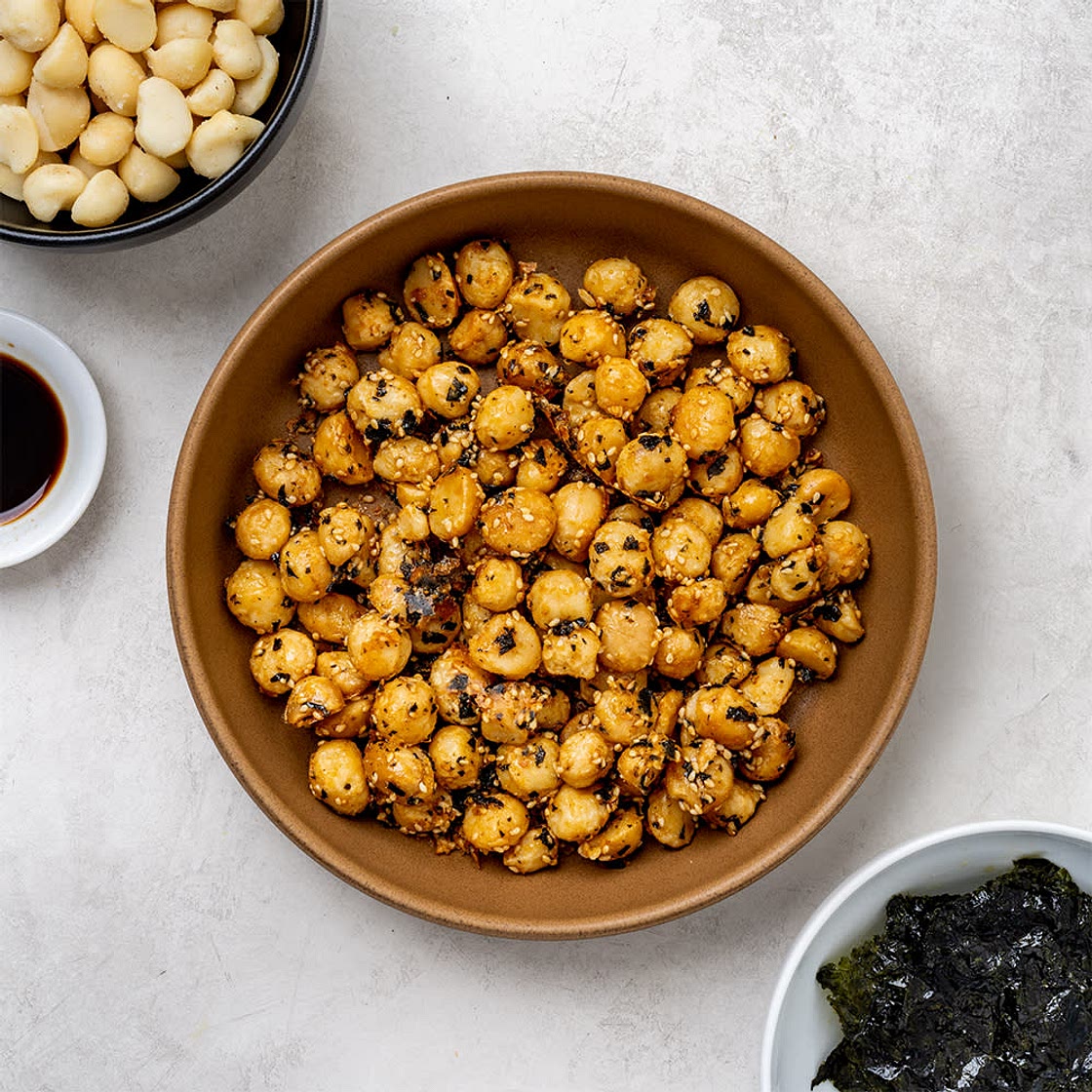 Roasted nori and sesame macadamias