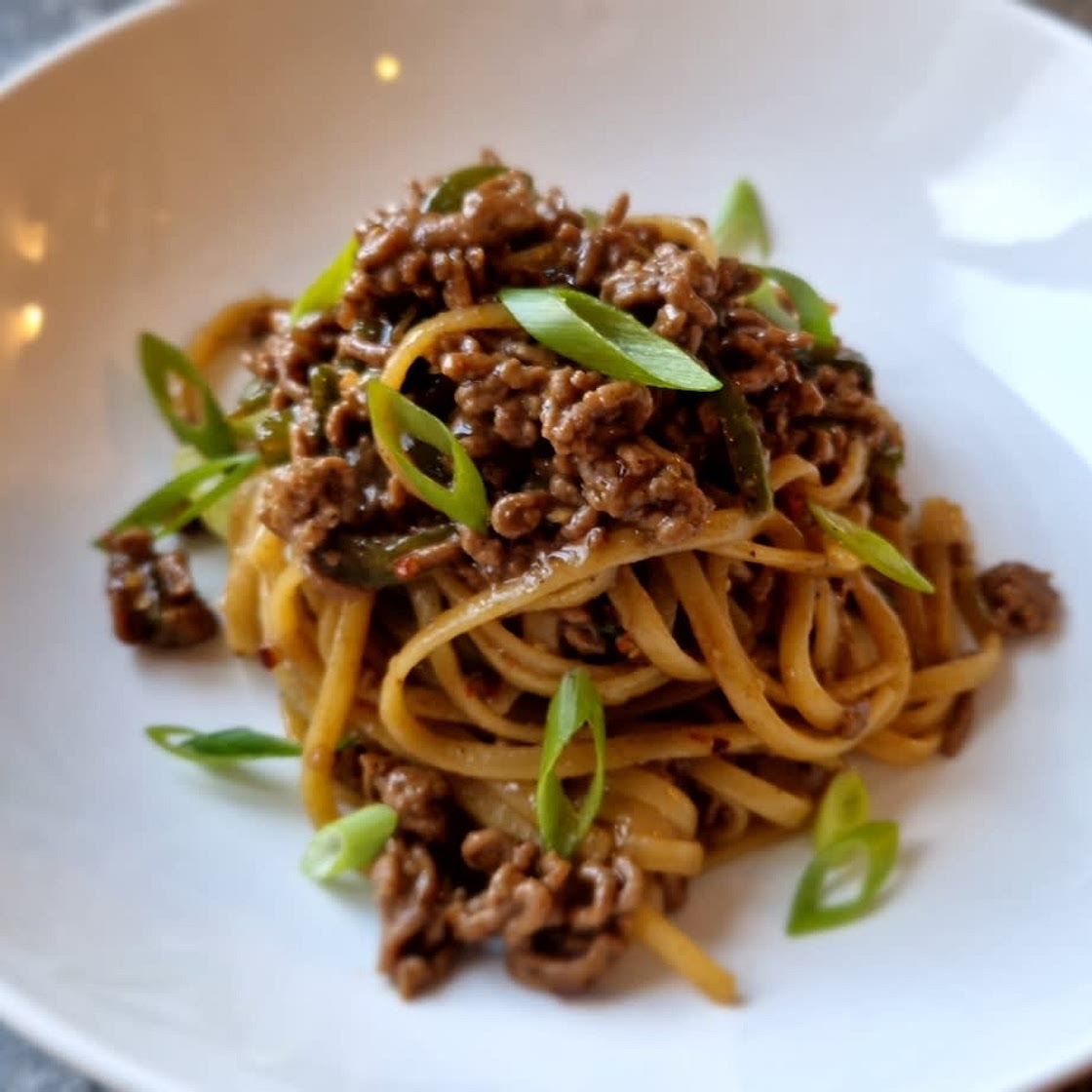 Mongolian Ground Beef Noodles