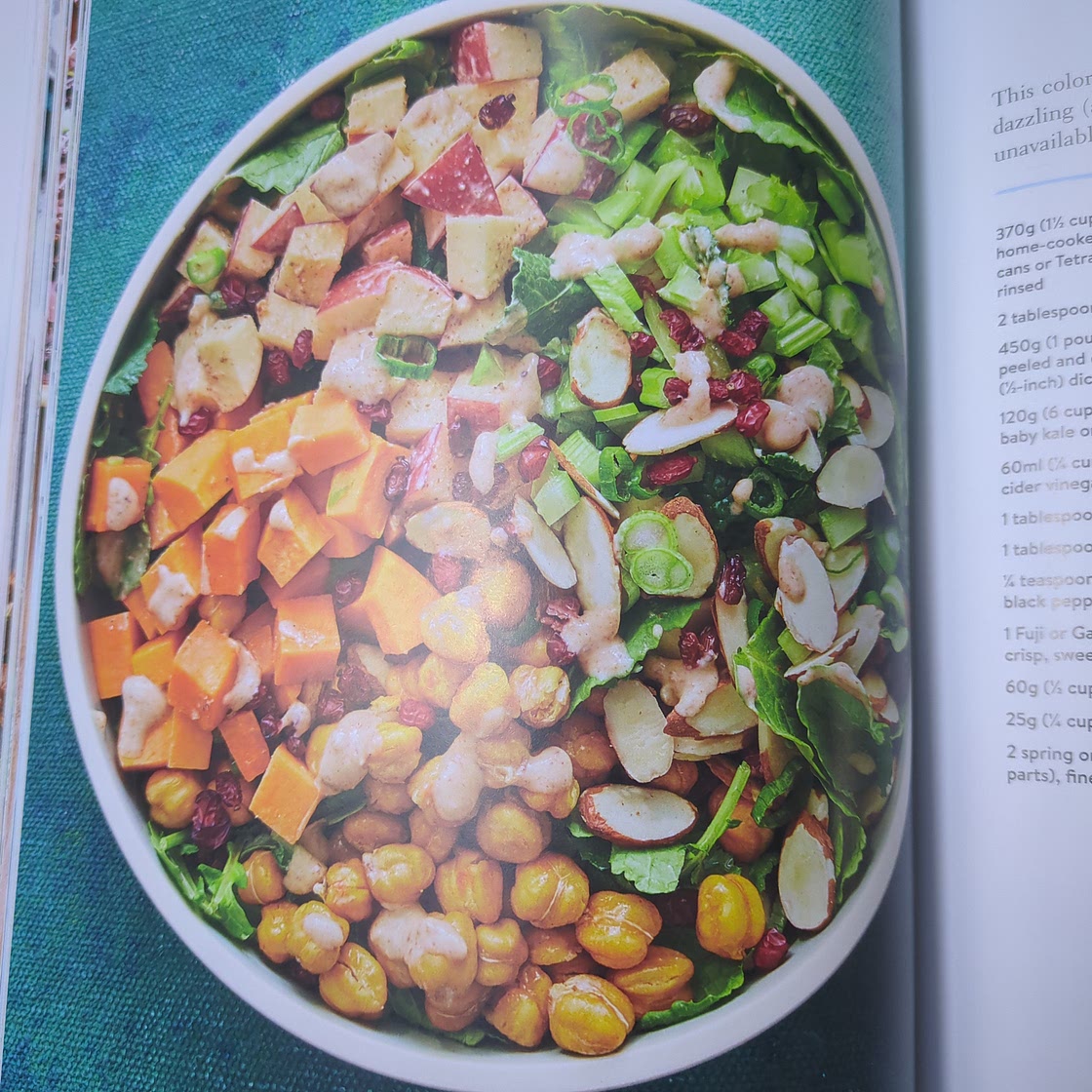 Roasted chickpea and rocket salad with sweet potatoes and apple
