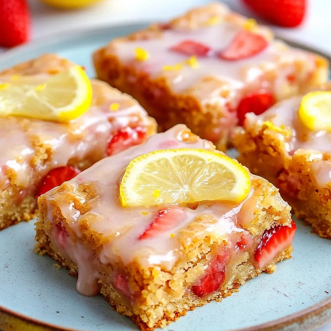 20-Minute Strawberry Lemon Blondies | Easy Summer Dessert