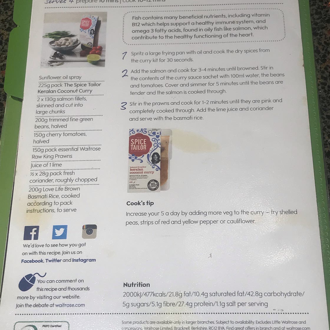 Salmon and prawn Keralan curry