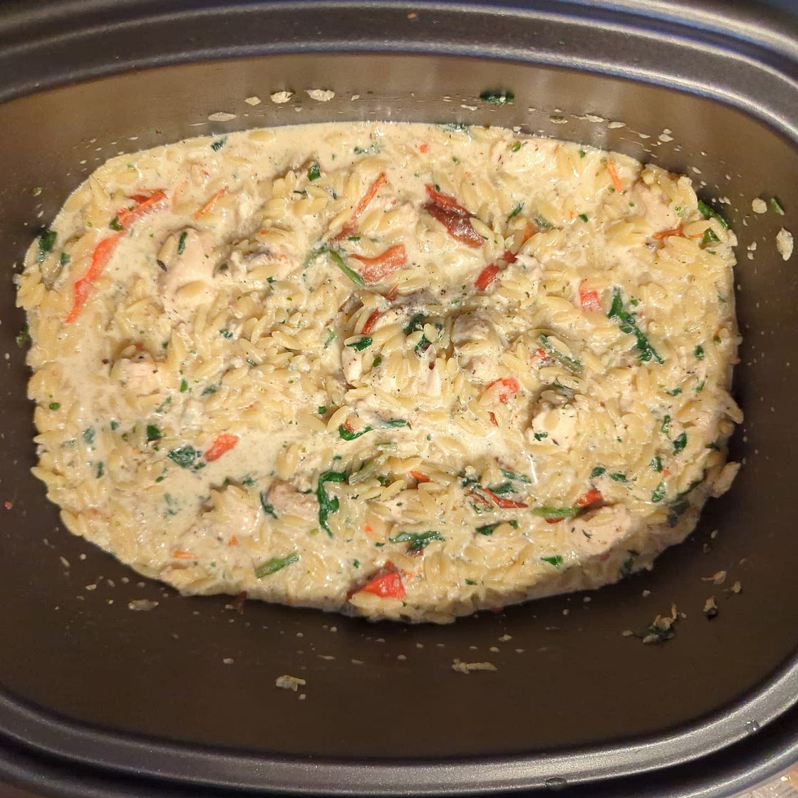 Slow Cooker Creamy Tuscan Chicken Orzo