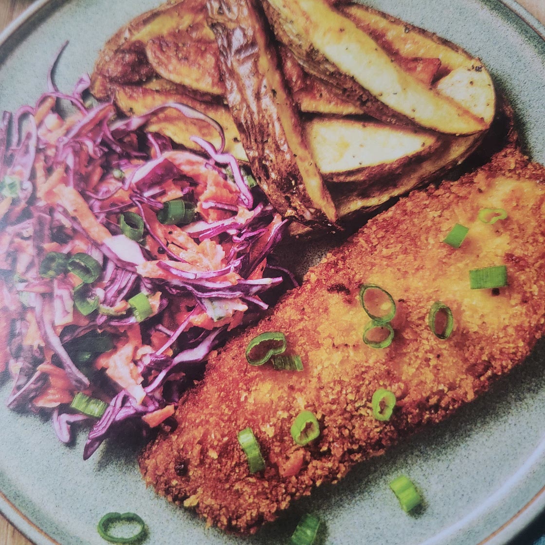 Louisiana-Style Tilapia with Slaw and Wdges
