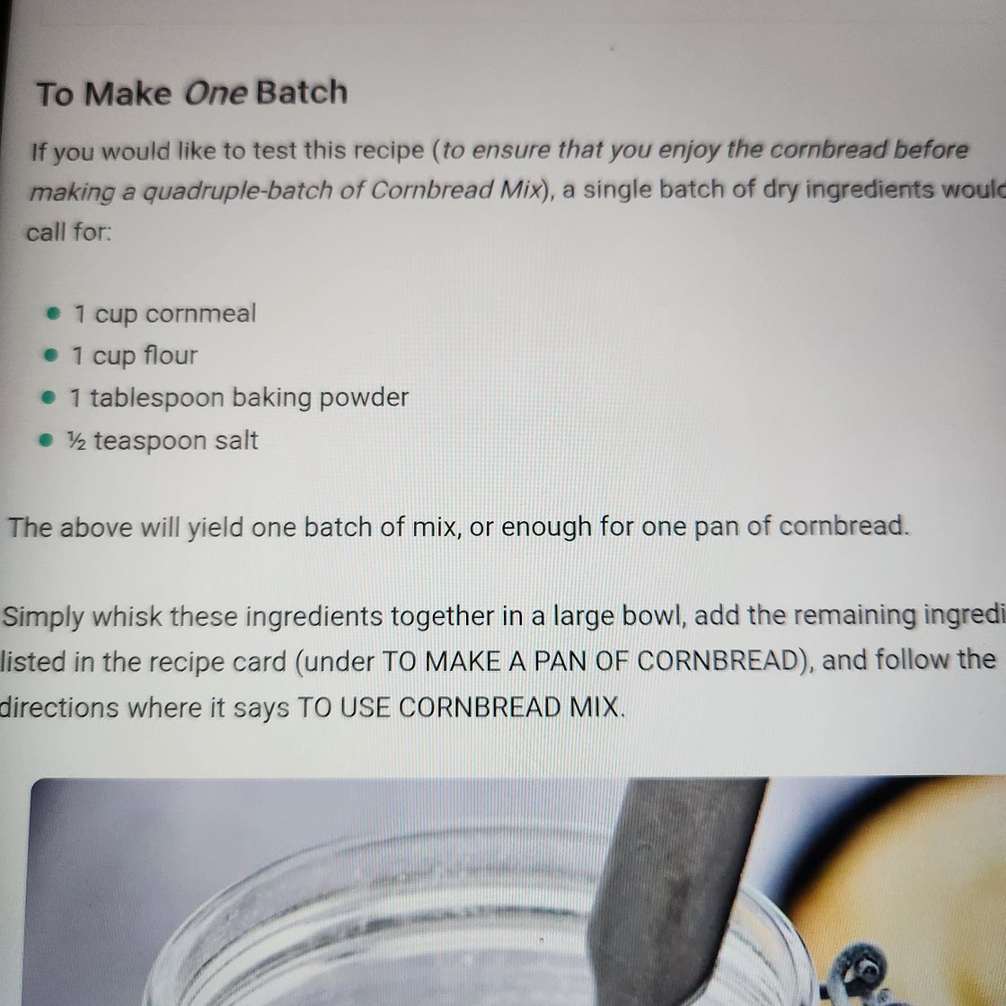 Cornbread Mix Starter