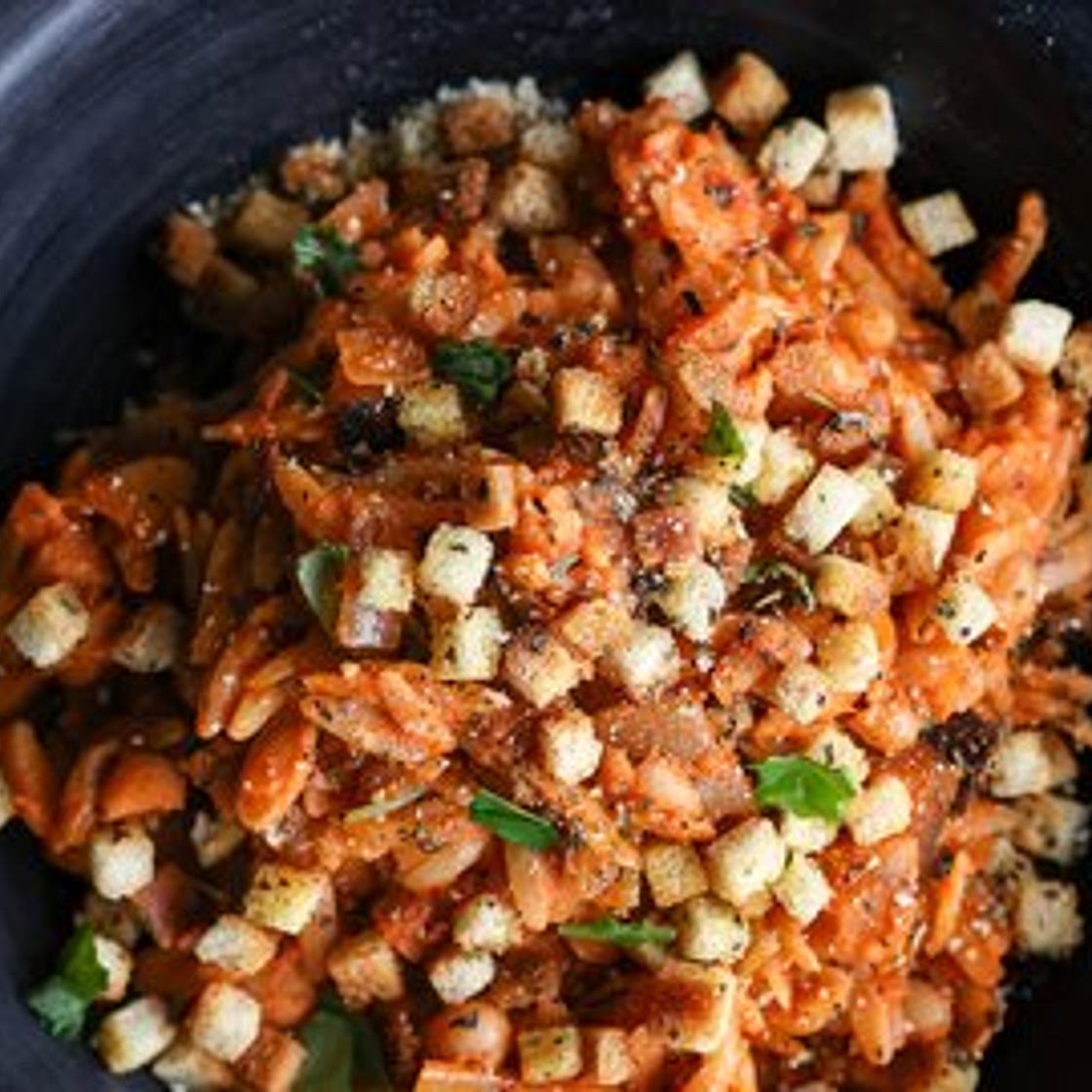 Eggplant Pesto Orzo