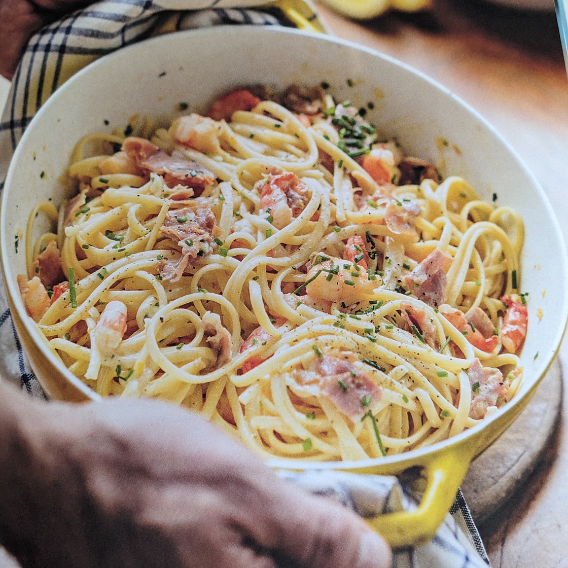 Prawn & prosciutto linguine